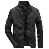 1970S East West Calfskin Motorcycle Jacket,PU Leather Men's Fleece-Lined Stand Collar Winter Retro Leather Jacket Coat