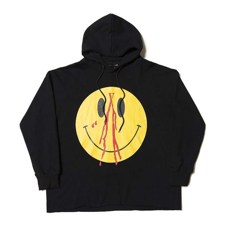 Vlone Hoodie High Street Letters Popular Smiling Face Hoodie Coat