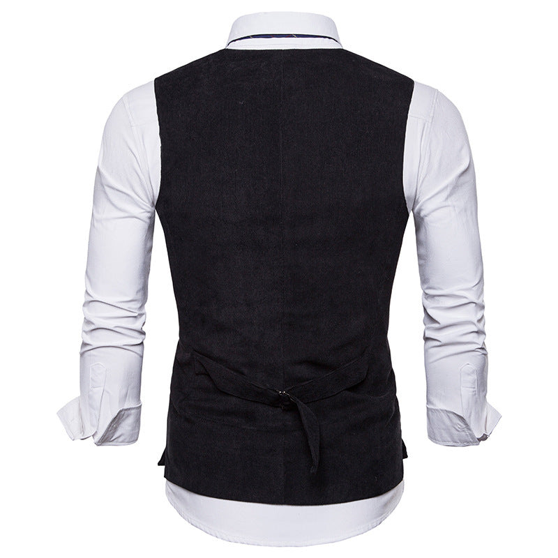 Tuxedo Vests Men Suit Vest Men's Corduroy Single-Breasted Vest Men's Suit Vest
