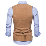 Tuxedo Vests Men Suit Vest Men's Corduroy Single-Breasted Vest Men's Suit Vest