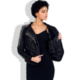 Spiked Leather Jacket Women's Women's Motorcycle Rivet Slim Lapel Leather Coat Female Short Leather Jacket
