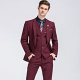 Burgundy Suit Suit Men's Slim Fit Small Business Suit Formal Wear Groomsman Clothing Bridegroom Wedding Tuxedo Three-Piece Suit