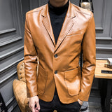 1970 East West Leather Jacket Spring and Autumn PU Leather Suit Men's Jacket Casual Cardigan Leather Jacket