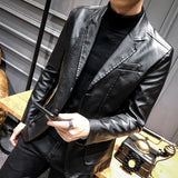 1970 East West Leather Jacket Spring and Autumn PU Leather Suit Men's Jacket Casual Cardigan Leather Jacket