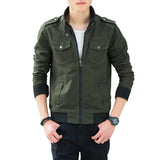 Veste Homme Mi Saison Spring and Autumn Men's Cotton Casual Stand Collar Washed Jacket Business Youth Coat