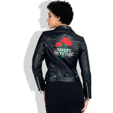 Spiked Leather Jacket Women's Slim-Fit Short Rivet Embroidery Biker's Leather Jacket Autumn and Winter Coat
