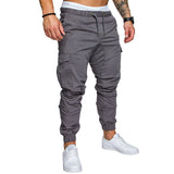 Autumn Men's Casual Lace Elastic Baggy Pants Skinny Trousers Solid Color Overalls Large Size Retro Sports Men Cargo Pant