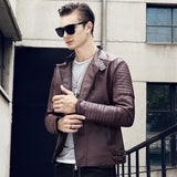 Urban Leather Jacket Men's Leather Coat Male Youth Stand Collar Punk Male Motorcycle PU Leather Jacket