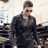 Urban Leather Jacket Men's Leather Coat Male Youth Stand Collar Punk Male Motorcycle PU Leather Jacket