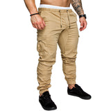 Autumn Men's Casual Lace Elastic Baggy Pants Skinny Trousers Solid Color Overalls Large Size Retro Sports Men Cargo Pant
