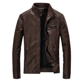 1970 East West Leather Jacket Autumn and Winter PU Leather Coat Men Washed Leather Jacket Men Fleece Padded Coat Pull
