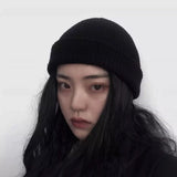 Women Beanies Dome Short Knitted Wool Hat Skullcap Men