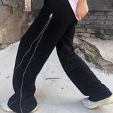 Fog Essentials Pants Autumn High Street Straight Zipper Drape Wide Leg Pants Hip Hop Loose Pure Cotton Pants