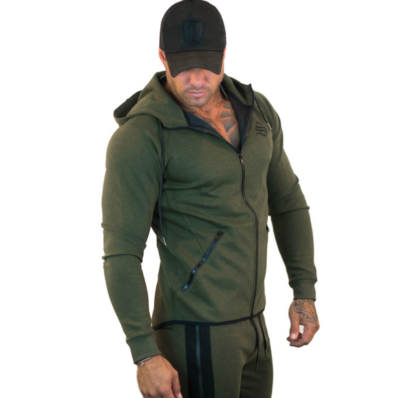 Gyms Fitness Men Sports Hoodie Bodybuilding Workout Jogging Men's Athletic Sweatshirts Jacket Fitness Outdoor Training Running Long Sleeve Leisure Sports Running Cotton Workout Clothes