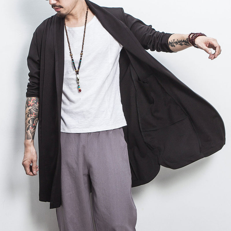 Fall plus Size Retro Sports Men's Casual Mid-Length Trench Coat Solid Color Slim Jacket Men Spring Trench Coat