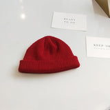 Women Beanies Dome Short Knitted Wool Hat Skullcap Men