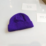 Women Beanies Dome Short Knitted Wool Hat Skullcap Men