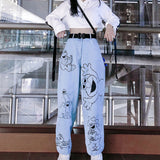 Anime Print Jeans Denim Pants Spring and Autumn Print Jeans Trousers for men Clothing