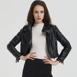 Urban Leather Jacket Spring and Autumn Women's Short Stand Collar Pu Washed Leather Rivet Women's Short Coat