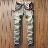 Ripped Nostalgic Straight Slim Denim Trousers