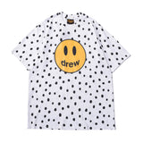 Justin Bieber Drew House T shirt High Street Smiley Face Short Sleeve Printed Men and Women Loose Casual White Couple Wear
