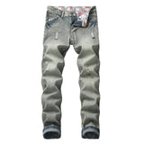 Ripped Nostalgic Straight Slim Denim Trousers