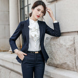 Women Pants Suit Uniform Designs Formal Style Office Lady Bussiness Attire Fall Winter Fashion Slimming Formal Wear Striped Suit Overalls