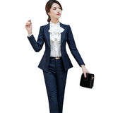 Women Pants Suit Uniform Designs Formal Style Office Lady Bussiness Attire Fall Winter Fashion Slimming Formal Wear Striped Suit Overalls