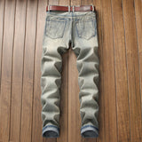 Ripped Nostalgic Straight Slim Denim Trousers