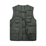 Men Utility Vest Work Zipper Tactical Work Vest Slim Pocket Jacket Autumn and Winter Men's Vest Warm Vest