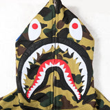 A Ape Print Hoodie Autumn and Winter Shark Mouth Men and Women Casual Camouflage Thin Sweater Baggy Coat