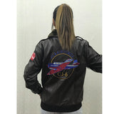 1970S East West Calfskin Motorcycle Jacket, Winter Fleece-Lined Thickened Zhang Zai Embroidery Flight Leather Jacket Coat