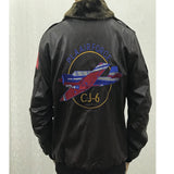 1970S East West Calfskin Motorcycle Jacket, Winter Fleece-Lined Thickened Zhang Zai Embroidery Flight Leather Jacket Coat