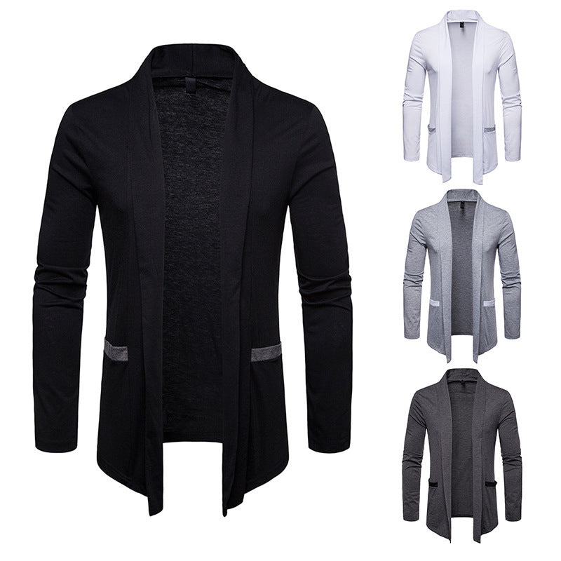 Men's Solid Color Slim Sweater Fashion Casual Simple Jacket Men Cardigan Sweater