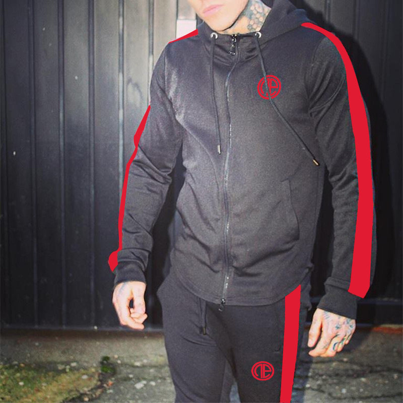 Gyms Fitness Men Sports Hoodie Bodybuilding Workout Jogging Men's Athletic Sweatshirts Fall Winter Coat Men's Workout Long Sleeve Hooded Zip Cardigan Sports Top