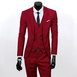 Burgundy Suit Men's Suit Set One Button Work All-Match Suit Slim-Fitting Suit Temperament Men