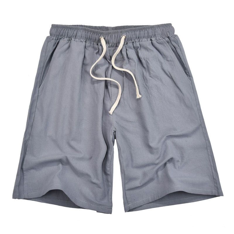 Mens Swim Trunks Summer Men's Shorts Linen Solid Color Casual Beach Pants Loose Large Size Cotton Linen
