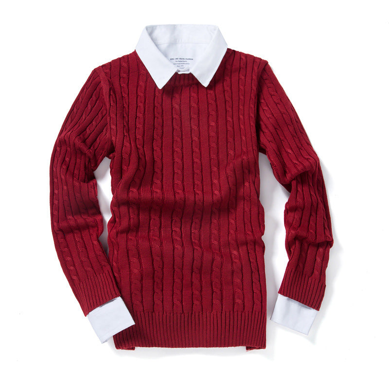 Men's Winter Men's Crew Neck Pullover Sweater Slim-Fit Sweater Fashionable Simple Solid Color Bottoming Shirt Men Pullover Sweaters