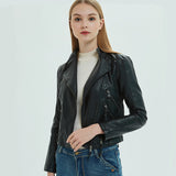 Urban Leather Jacket Spring and Autumn Women's Leather Jacket PU Leather Motorcycle Short Slim Jacket