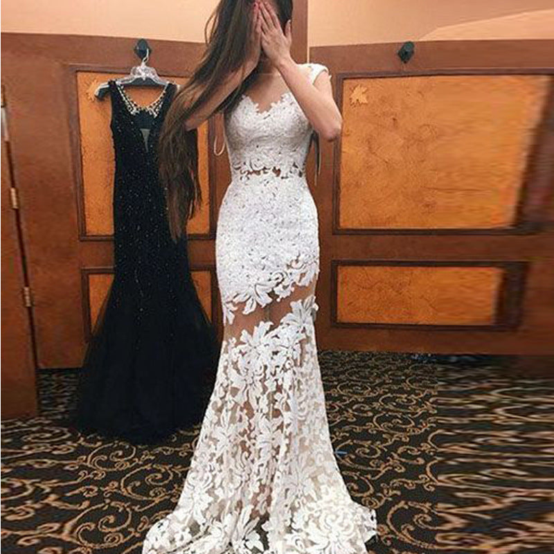 Bohemian Chic Wedding Dress Sexy Lace Cutout Sleeveless Formal Dress