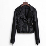 Hot Pink Motorcycle Jacket Slim Solid Color Locomotive Jacket Turn-down Collar Coat