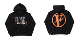 Vlone Hoodie Autumn and Winter Black and White Large VShaped Female Men's and Women's Hoodie Coat