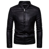 Urban Leather Jacket Autumn Men's Slim Stand Collar PU Leather Jacket Coat