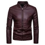 Urban Leather Jacket Autumn Men's Slim Stand Collar PU Leather Jacket Coat