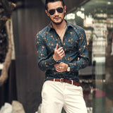 Men Spring Shirts Casual Women Tops Men's 3D Printed Shirt Casual Retro Floral Lapel Shirt Men