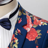 Mens Prom Suits Men's Clothing Suit Fashion Urban Style Printing Slim-Fitting Suit Three-Piece Suit Host MC Dress Men
