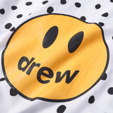 Justin Bieber Drew House T shirt High Street Smiley Face Short Sleeve Printed Men and Women Loose Casual White Couple Wear