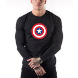 Captain America T Shirt Shield Print Autumn Long Sleeve T-shirt
