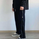 Fog Essentials Pants Autumn High Street Straight Zipper Drape Wide Leg Pants Hip Hop Loose Pure Cotton Pants