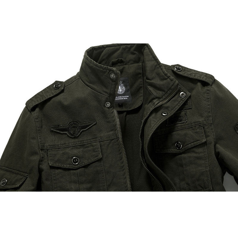 Men Fit Bomber Jacket Windbreaker Moto Street Coat Fall Winter Men's Jacket Cotton Loose Embroidered Military Suit plus Size Men's Jacket